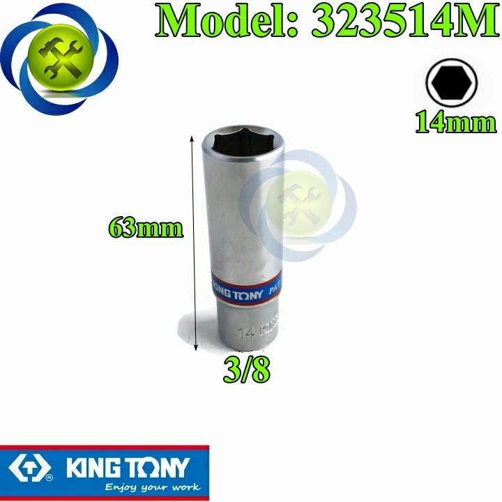 Tuýp 14mm 3/8 inch  Kingtony 323514M  Loại 6 cạnh màu trắng dài 63mm