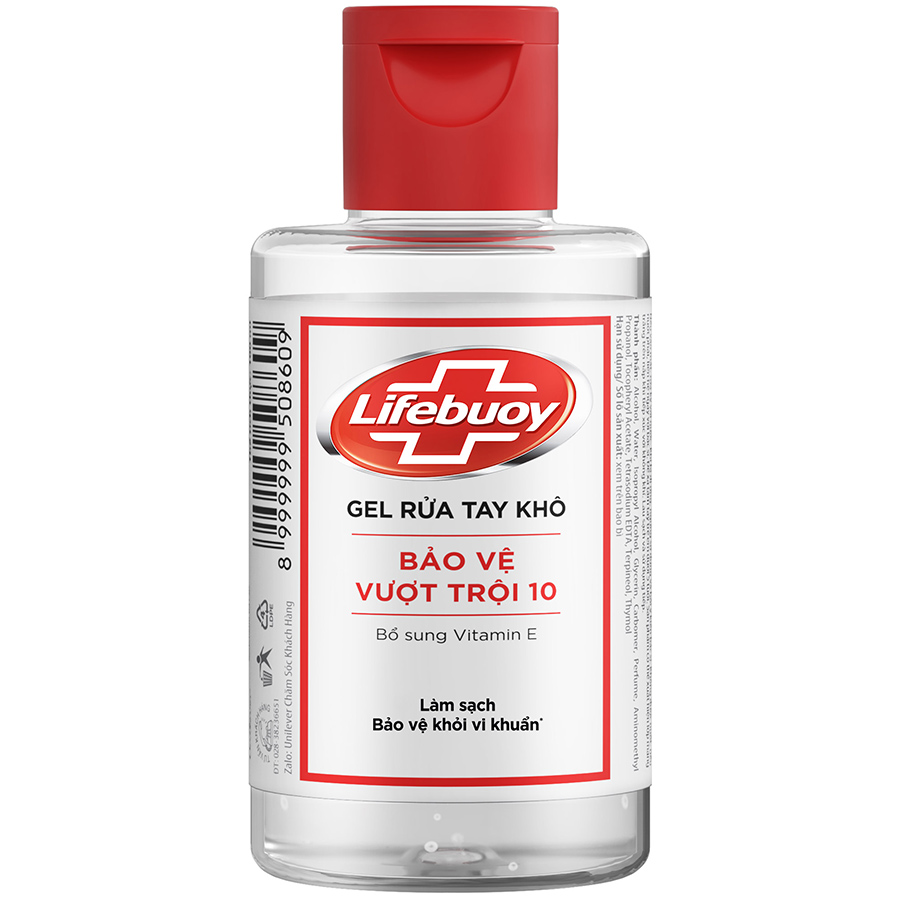 Combo 5 Chai Gel Rửa Tay Khô Sạch Siêu Nhanh Lifebuoy Bảo Vệ Vượt Trội 10 (Chai Nắp 100ml x 5)