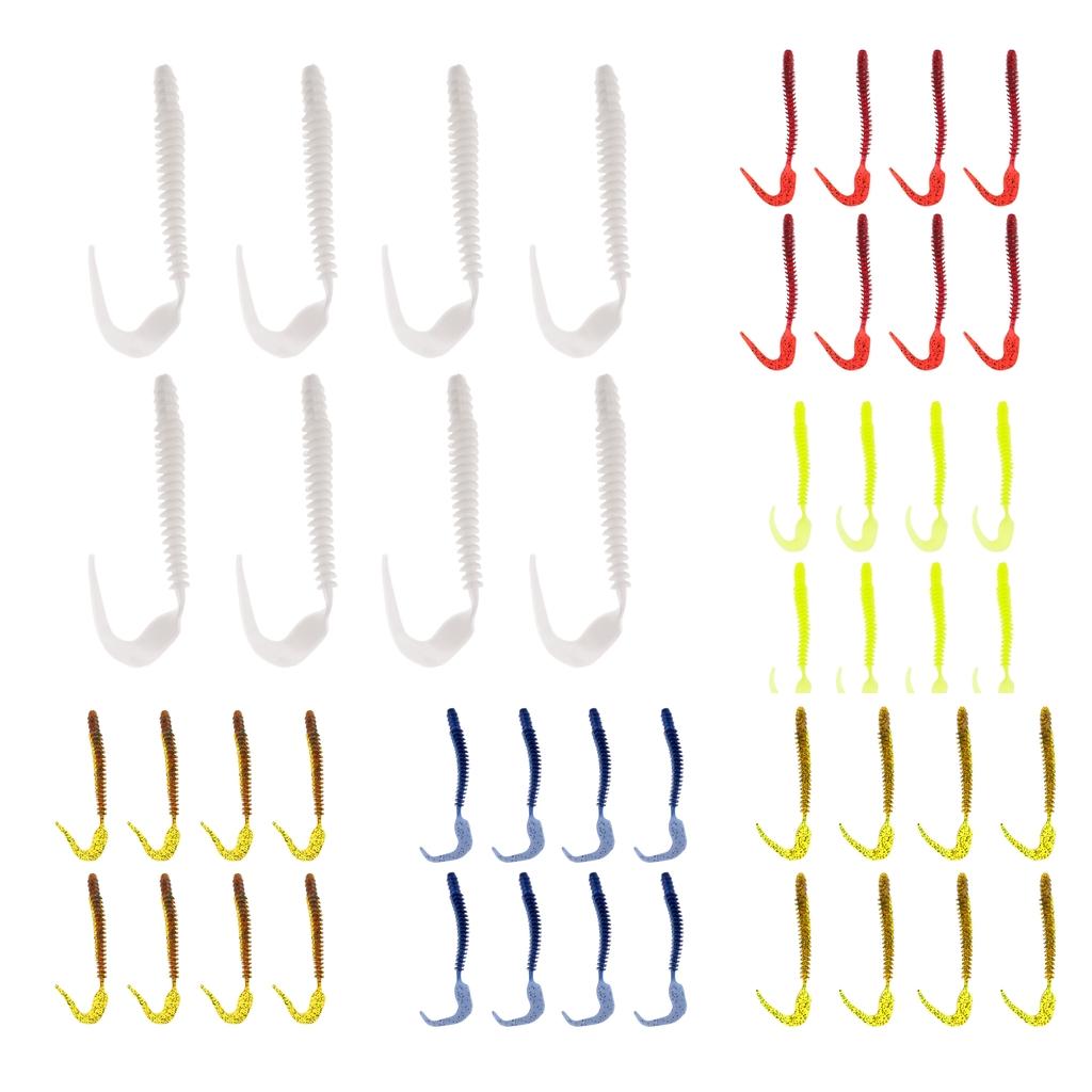 8pcs Soft Earthworm Worm Lures Fishing Baits Ribbed Body Lure