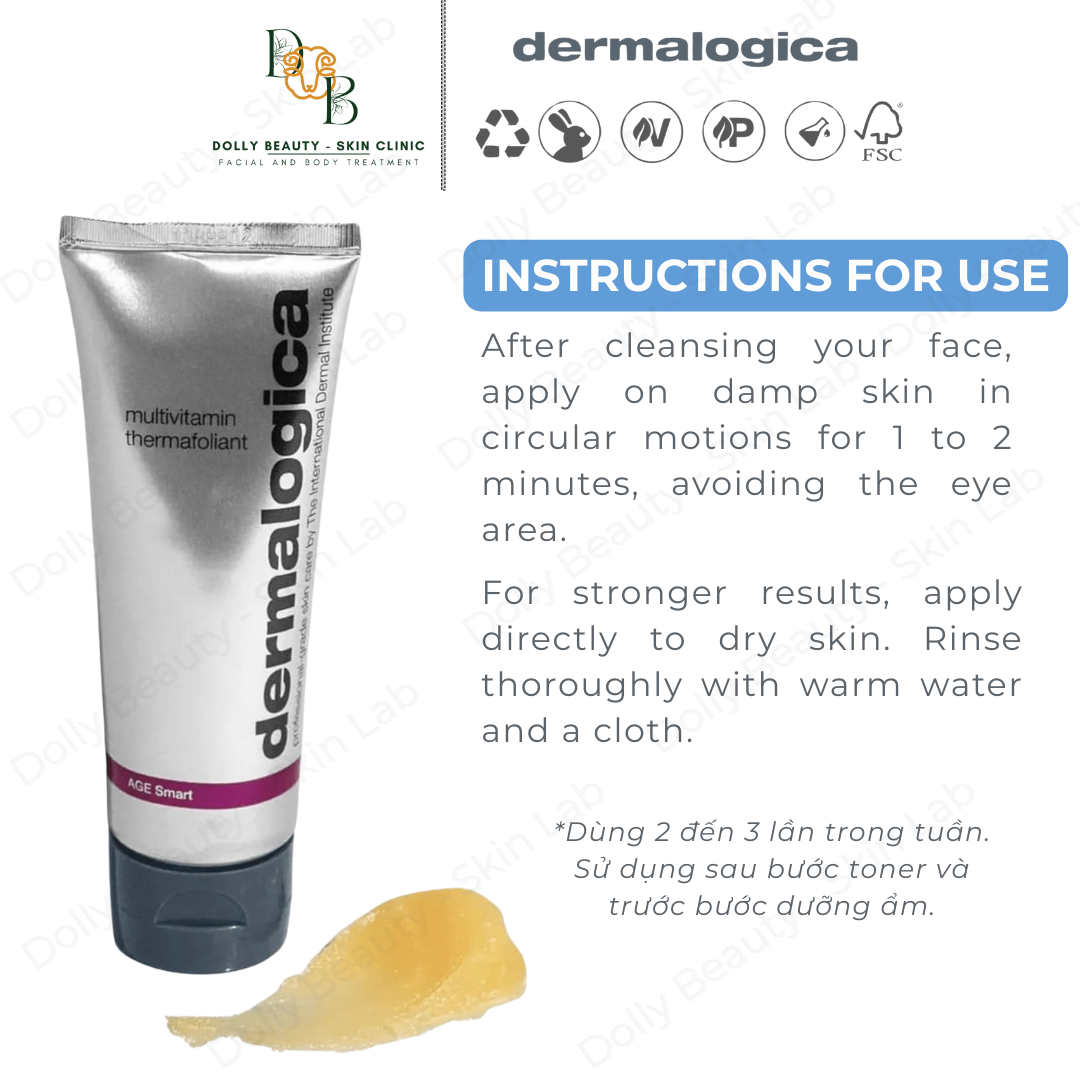 Tẩy da chết nhiệt học chống lão hoá da MULTIVITAMIN THERMAFOLIANT 75ml của Dermalogica - Dolly Beauty