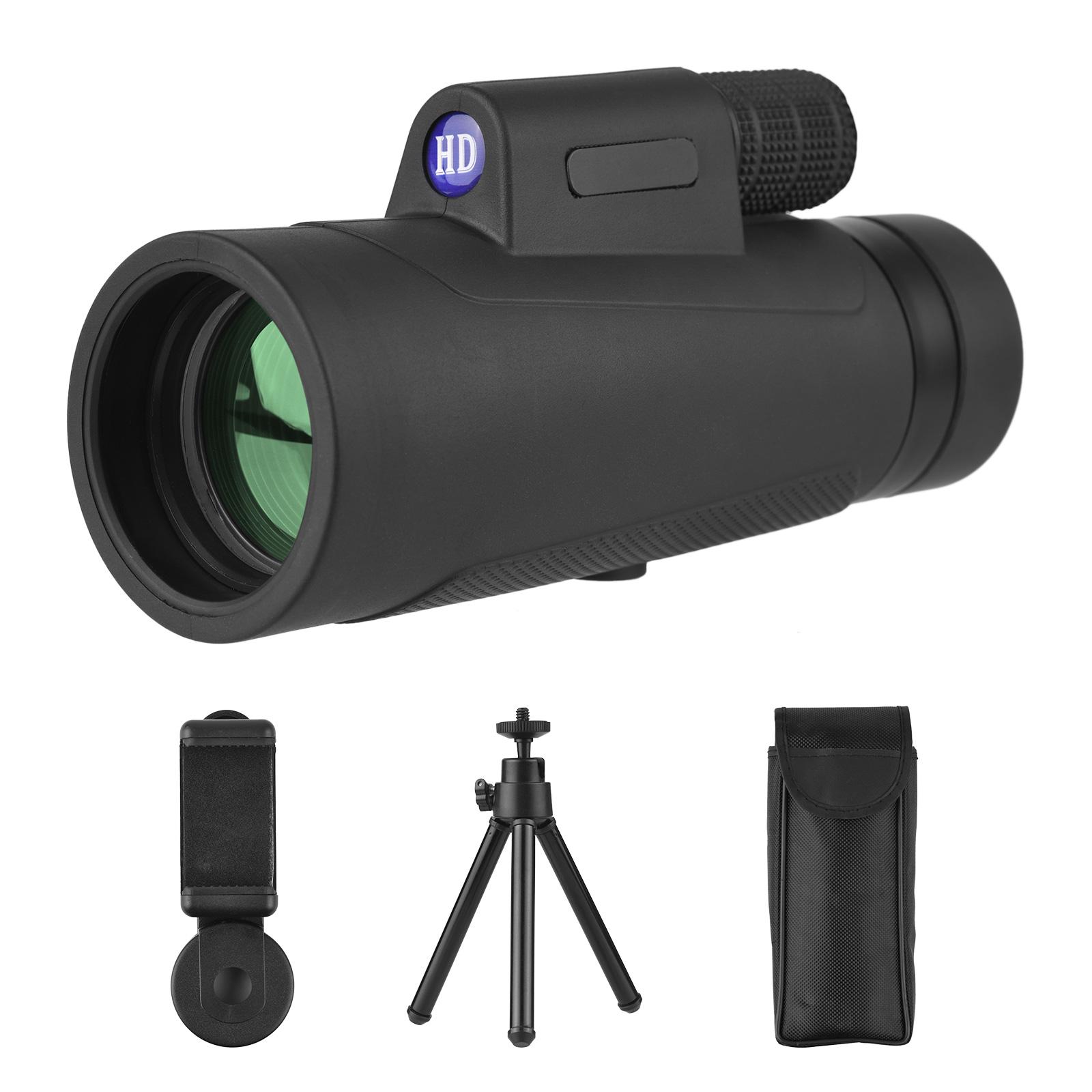 12X42 HD Monocular Telescope Optical Lens Waterproof Fogproof with Adjustable Mini Tripod Universal Phone Holder