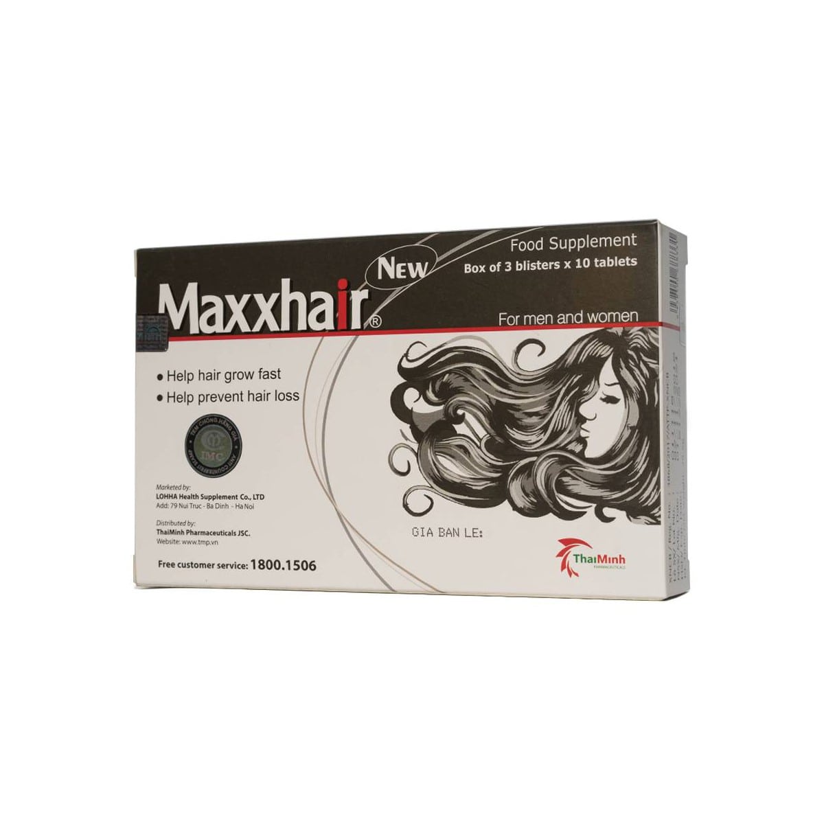 Thực phẩm bảo vệ sức khỏe Maxxhair New hộp 30 viên- Bổ sung Vitamin và khoáng chất giúp tăng cường sức khỏe của tóc; giúp tóc mọc nhanh, chắc khỏe, suôn mượt và bóng đẹp, ngăn ngừa rụng tóc, đồng thời giúp thải độc do ảnh hưởng của các hóa chất sử dụng ch