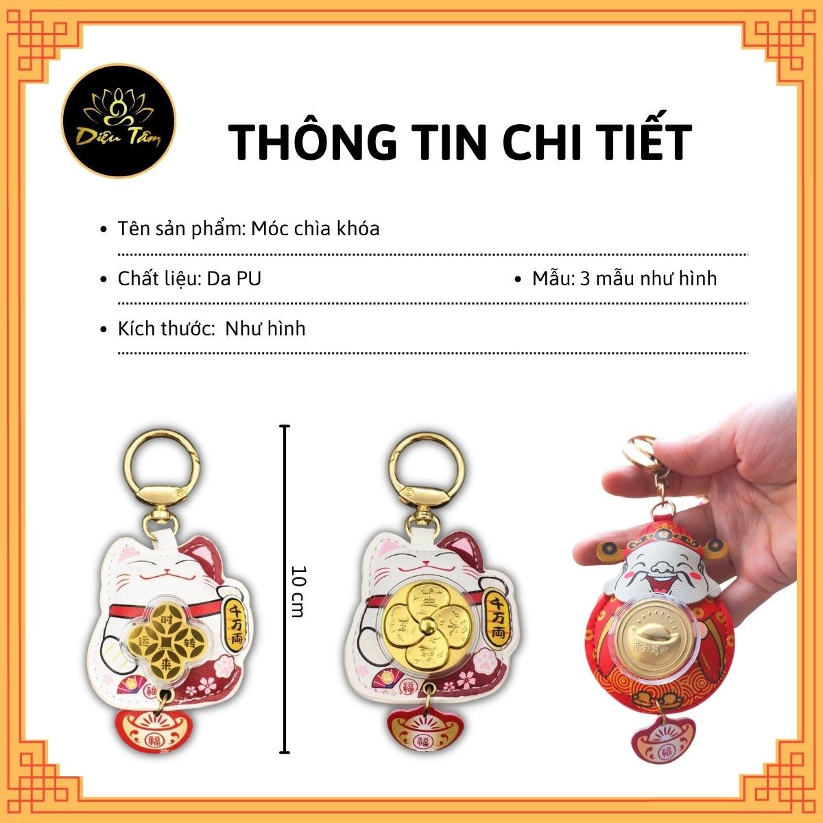 Móc khóa mèo thần tài, ông thần tài, móc treo chìa khóa dùng làm quà tặng thu hút phong thủy tài lộc, may mắn, bình an