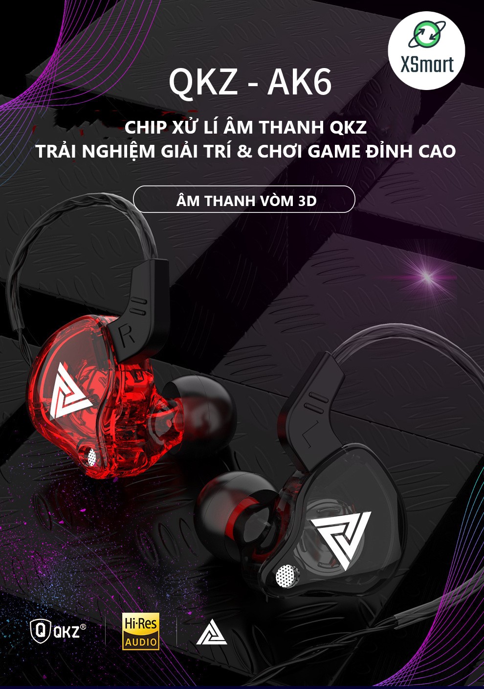 Tai Nghe Chống Ồn XSmart QKZ AK6 PRO Bass Siêu Khủng, Âm Thanh Cực Đỉnh, Giải Trí Chơi Game Siêu Thích - Hàng Chính Hãng