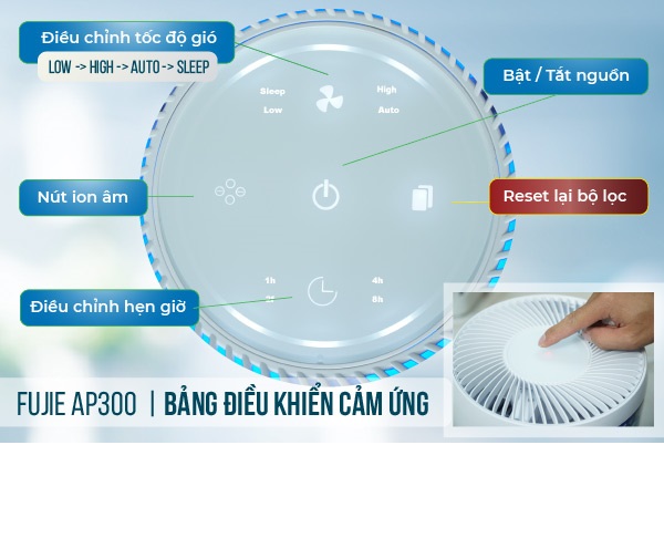 Máy Lọc Không Khí Thông Minh Kết Nối Wifi FujiE AP300 - Hàng Chính Hãng