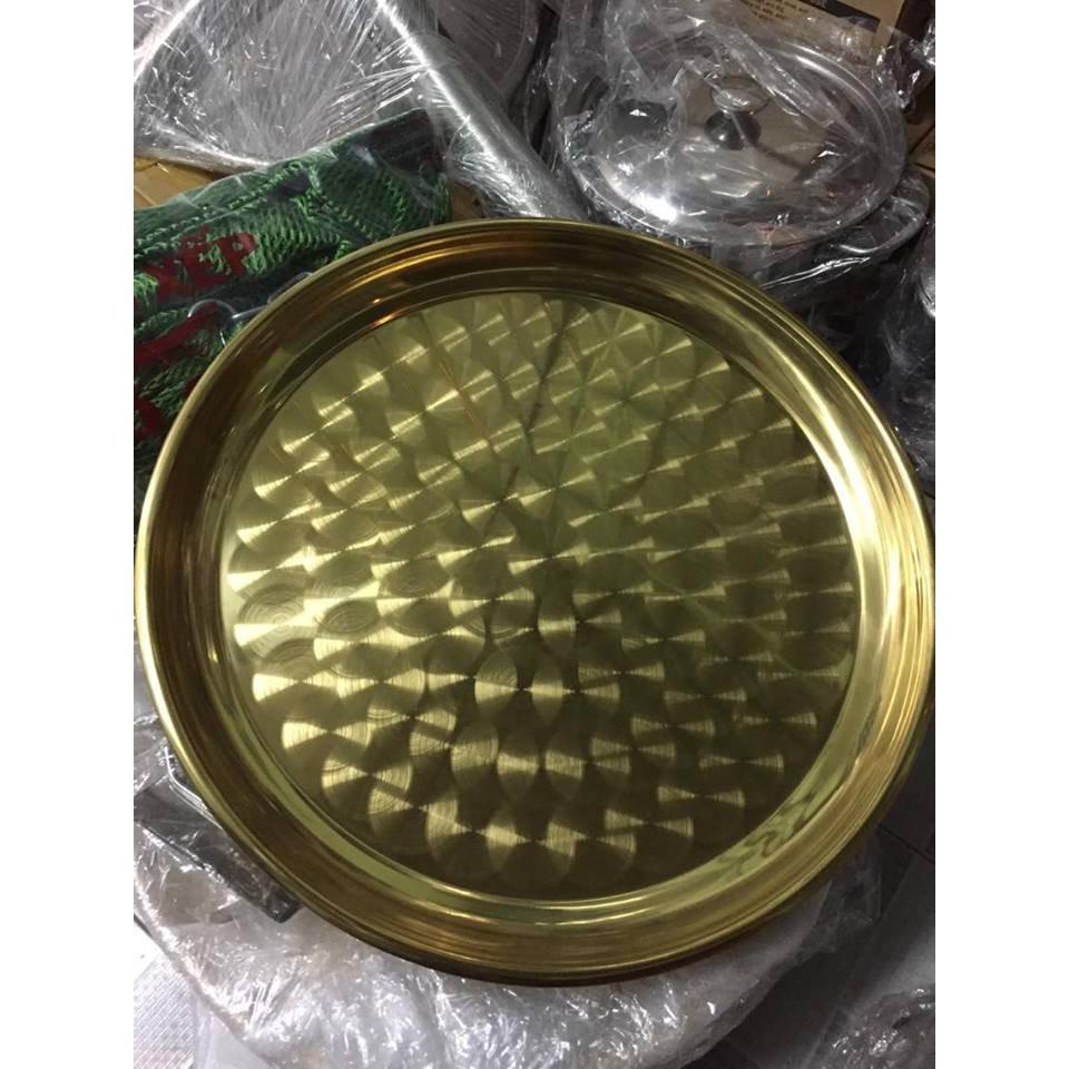 Mâm inox 304 mạ Pvd Titan cao cấp sang trọng vàng ánh kim cho nhà hàng khách sạn vip 50cm & 55cm Inox 304 Hcm