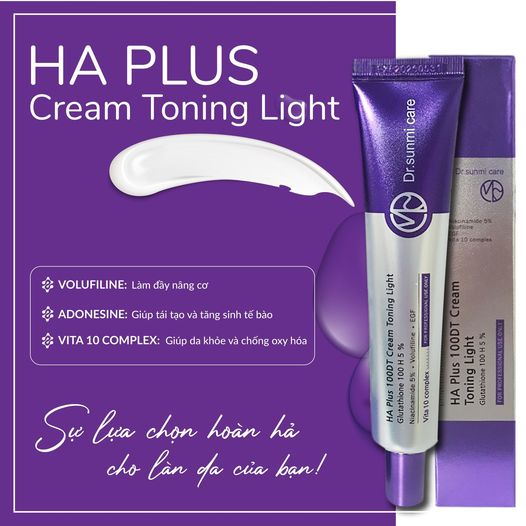 Kem dưỡng phục hồi làn da HA plus 100DT Toning light cream 50ml