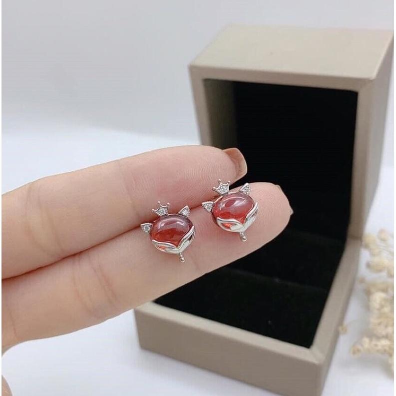 Bông tai hồ ly bạc Minh Tâm Jewelry, Bông tai hồ ly công chúa bạc 925 xi kim ca cấp