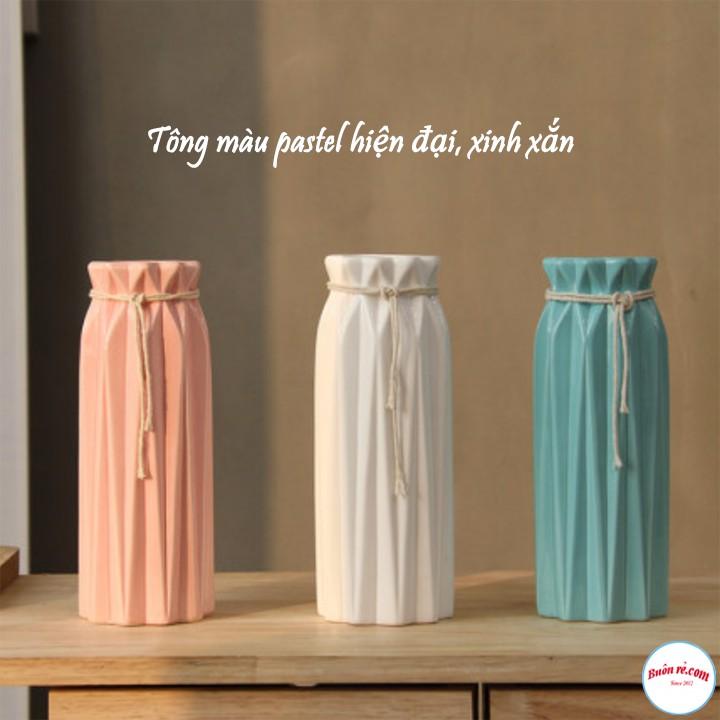 Lọ Hoa Nhựa Giả Gốm Tặng Kèm dây thừng trang trí– 00688