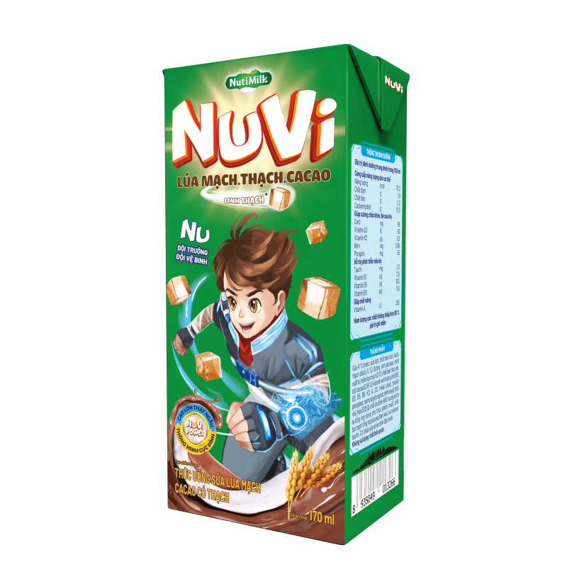 Thùng 48 hộp NuVi Thức uống Sữa Lúa Mạch Cacao có thạch TU.NLT170TI 170ml NUTIFOOD