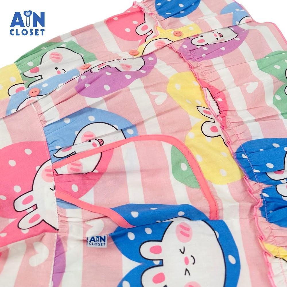 Đầm bé gái họa tiết Thỏ Kẻ Hồng cotton - AICDBGNV7P93 - AIN Closet