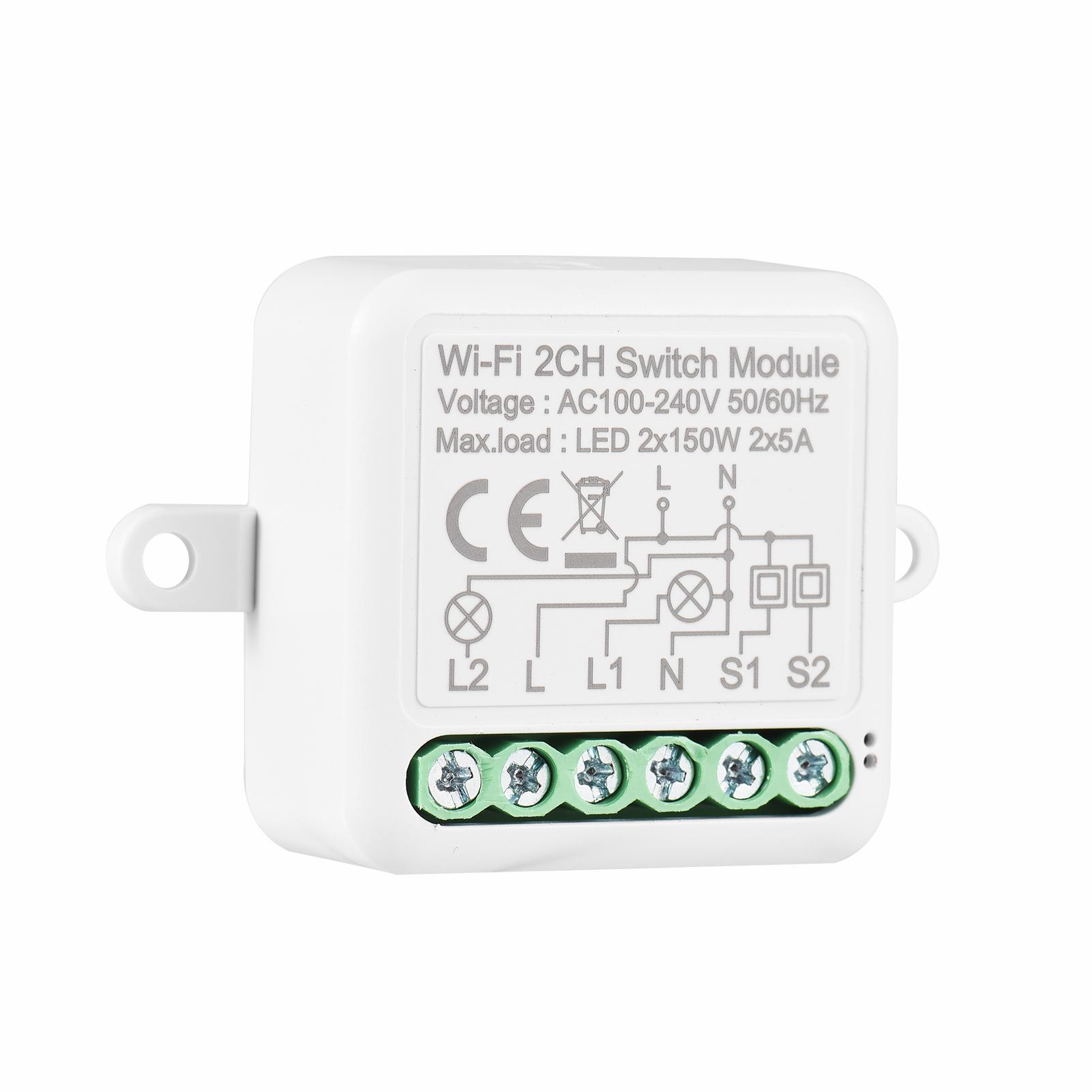Mô-đun chuyển mạch WIFI 4CH Mô-đun thông minh mini có điều khiển bằng giọng nói Mobilephone APP Chức năng điều khiển thời gian Tương thích với Google Assistant Amazon Alexa LED 300W, 10A
