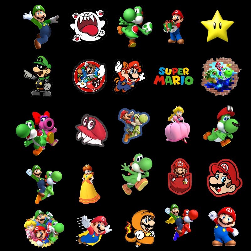 Sticker 50 miếng hình dán Mario - hàng nhập khẩu