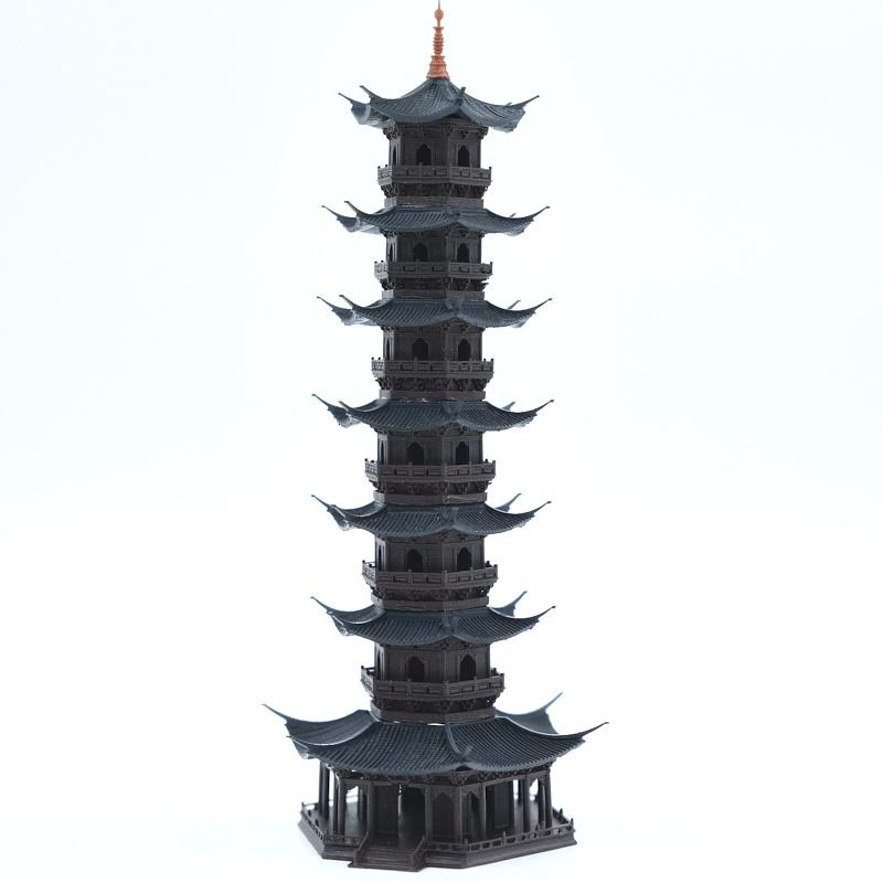 Mô hình tiểu cảnh CỔ THÁP 7 TẦNG - bán cạn - bể cá - hòn non bộ - terrarium - tinh xảo - chất lượng cao