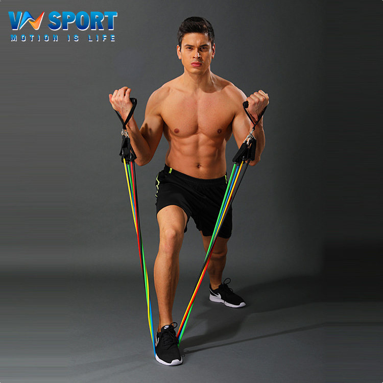Dây Kháng Lực Ngũ Sắc Tập Thể Hình VNSPORT Chất Liệu Cao Su - 1 Bộ 5 Dây Tổng Lực 150LBS