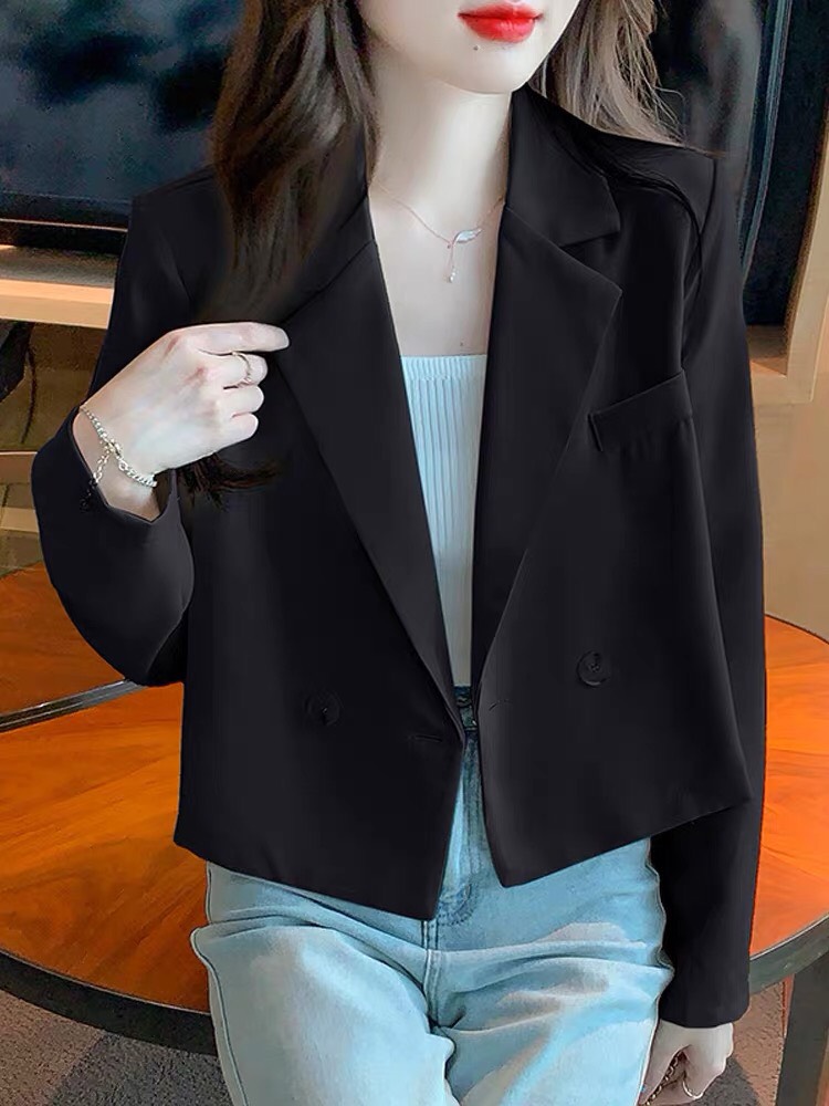 Áo blazer nữ dáng croptop dài tay Áo vest công sở nữ mùa đông dáng ngắn chất liệu tuyết mưa 2 lớp sang trọng thanh lịch