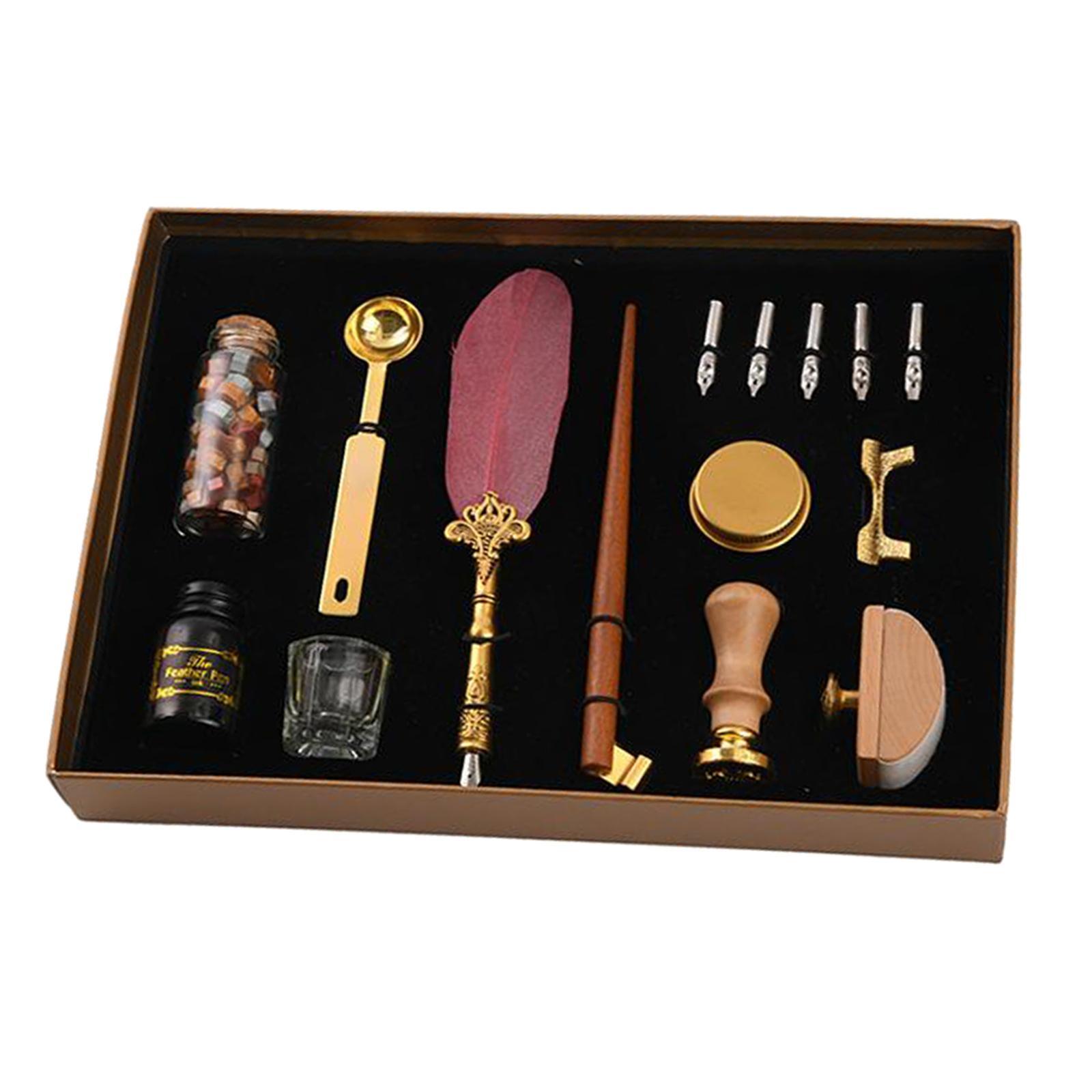 Fountain Pen Antique Quill Feather Dip Pen and Set Red Quill