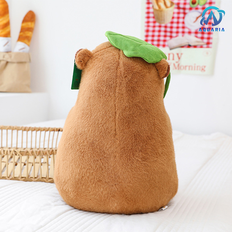 Gấu Bông Thú Nhồi Bông Capybara Đội Lá Sen Siêu Đáng Yêu 40cm