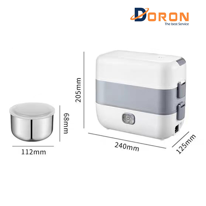 Hộp cơm điện đa năng 2 tầng 4 ngăn inox DORON