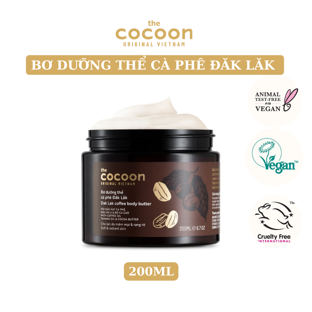 Bơ dưỡng thể Cocoon cà phê Đắk Lắk cho da mềm mịn &amp; rạng rỡ 200ml