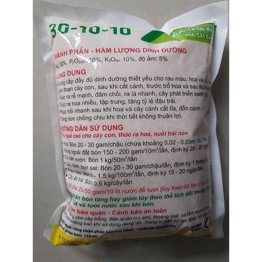 PHÂN BÓN NPK ĐẦU TRÂU 30-10-10 Tan nhanh hoàn toàn phù hợp cho tưới nhỏ giọt gói 1kg