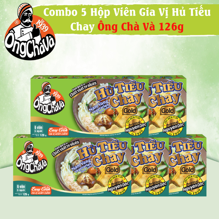 Combo 5 Hộp Viên Gia Vị Hủ Tiếu Chay Ông Chà Và 126gr