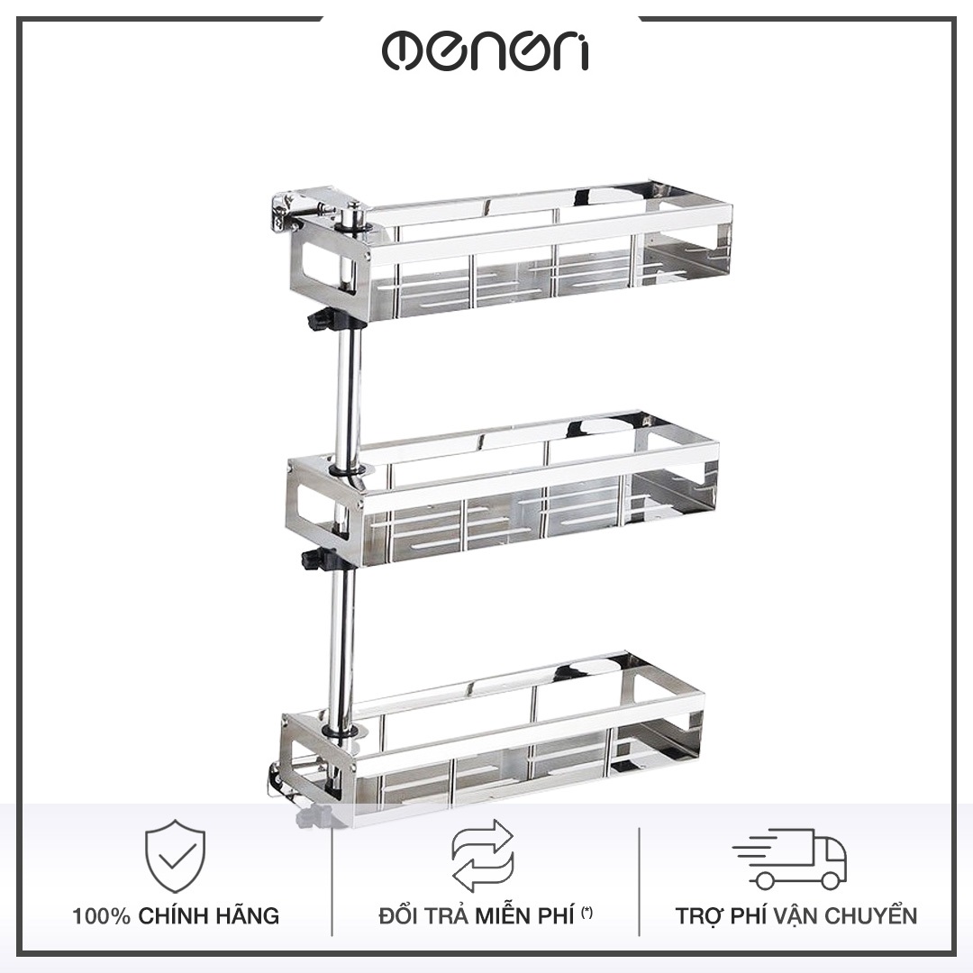 Giá Kệ INOX SUS304 Thiết Kế 3 Tầng Xoay 180 Độ lắp đặt Dán Tường hoặc Khoan - OENON