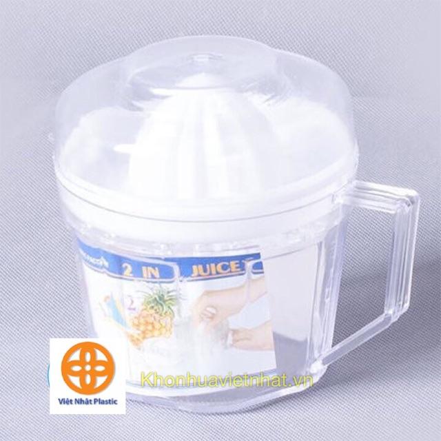Dụng cụ vắt cam trong suốt Việt Nhật có lưới lọc, nắp đậy kèm ca đong định mức