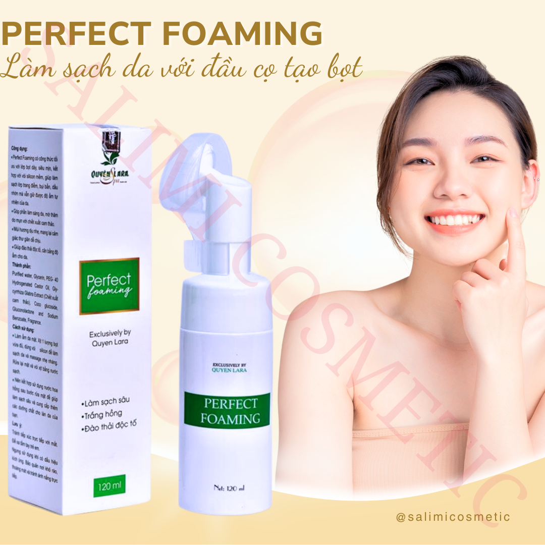 Sữa Rửa Mặt Sạch Mụn Perfect Foaming 120Ml, Làm Sạch Sâu, Có Đầu Cọ Massage Tạo Bọt, Trắng Hồng, Đào Thải Độc Tố