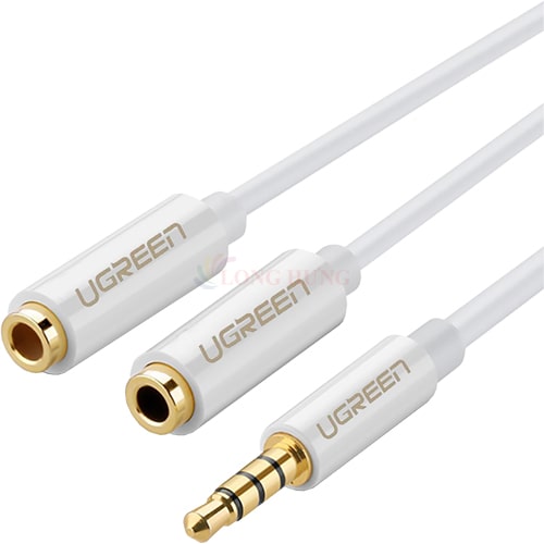 Cáp chuyển AV 3.5mm sang 2 đầu tai nghe Ugreen Audio Cable 25cm AV134 - Hàng chính hãng