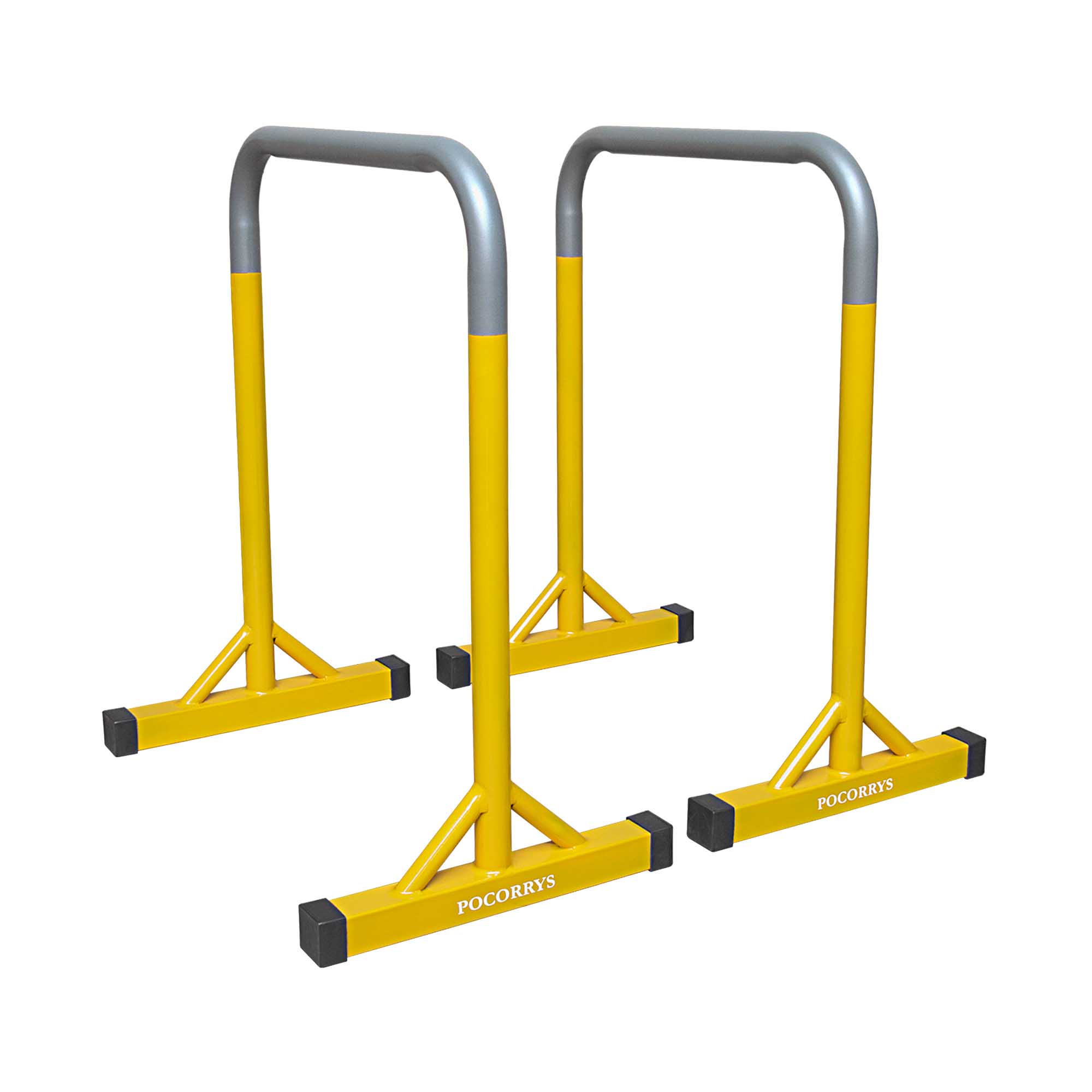 Xà kép Parallettes Dip cao 90cm, Pocorrys PAD-10, Màu ghi nhám - vàng