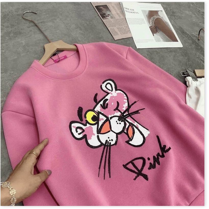 Áo sweater nỉ ngoại CHÚ BÁO HỒNG SIÊU ĐẸP HOT HOT NHẤT 2021 THỜI TRANG LANA FASHION