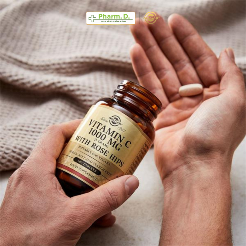 Viên Uống Bổ Sung Vitamin C, Tăng Đề Kháng, Chống Oxy Hóa với Dầu Tầm Xuân Solgar Vitamin C 500mg With Rose Hips