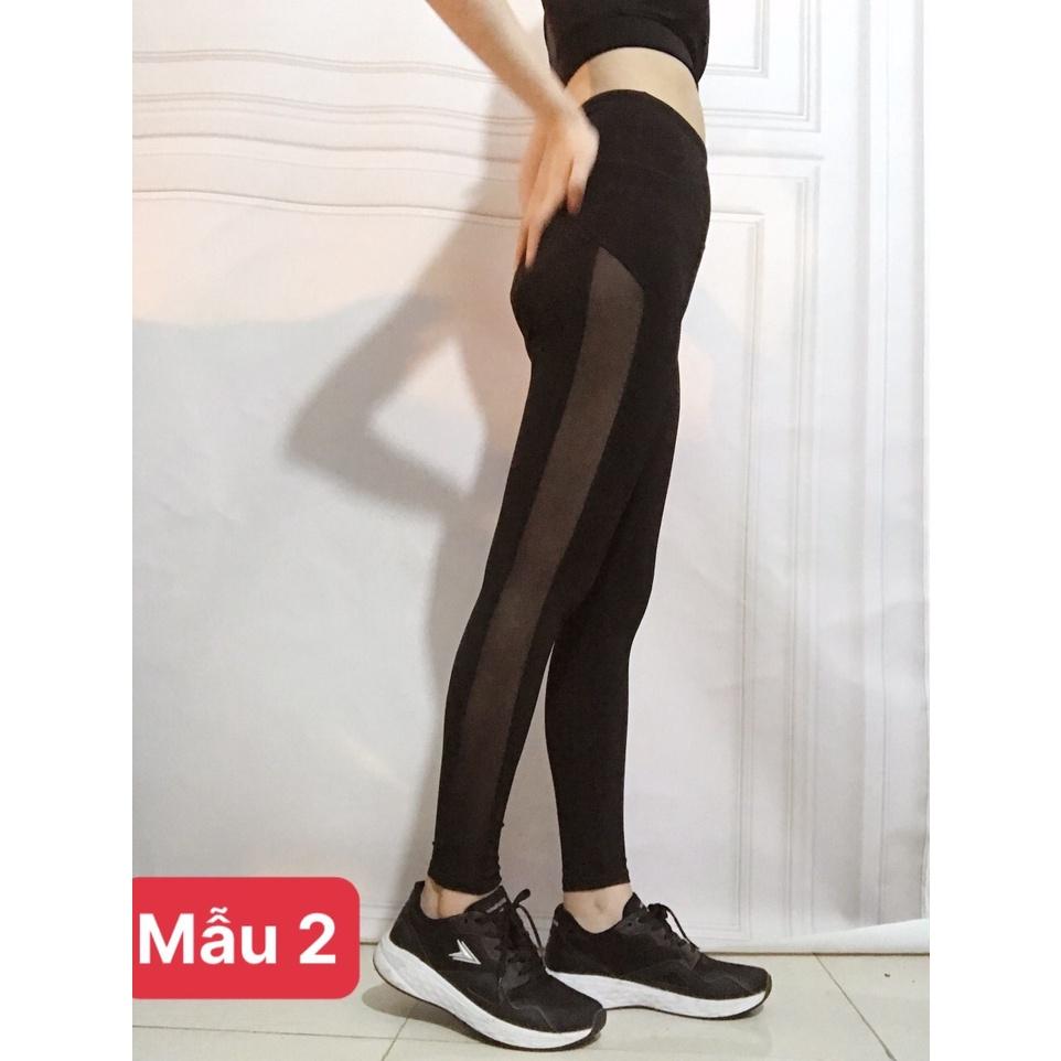 Quần tập Gym Yoga nữ các mẫu quần dài legging phối lưới đẹp co giãn 4 chiều thấm hút mồ hôi- đồ tập gym yoga nữ