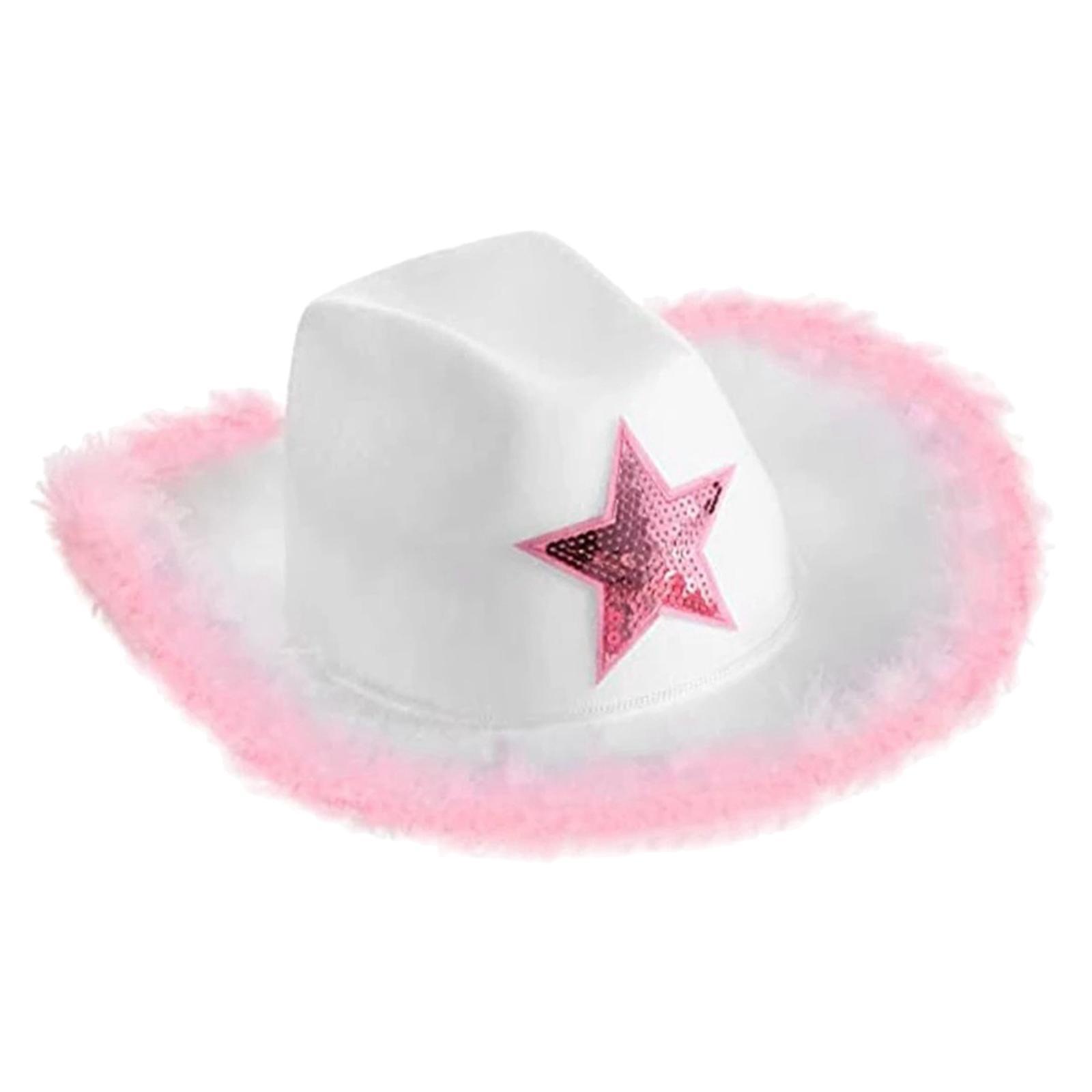 Western Style Women Cowboy Hat Sequin Edge Party Hat for Bridal Shower