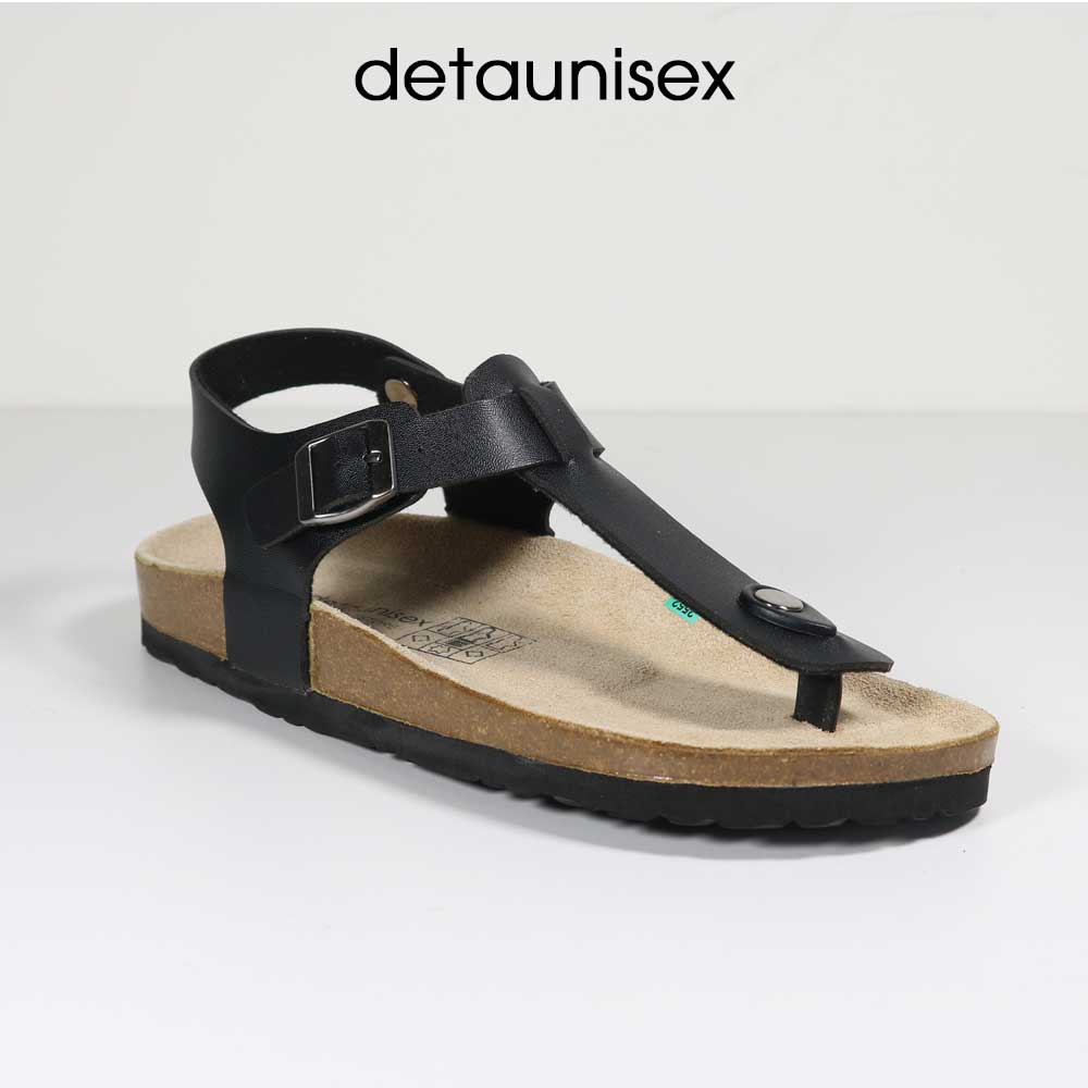 Giày Sandal Quai Hậu Đế Trấu Kẹp Ngón Nam Nữ Detaunisex Màu ĐEN - SATA11D