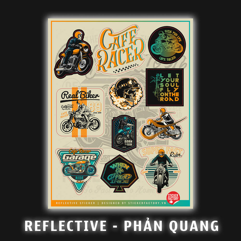 Cafe Racer - Reflective Sticker hình dán phản quang 3M Premium