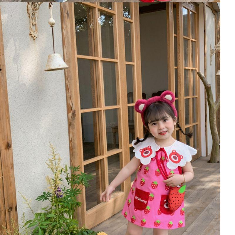 CHENGRUI Mùa hè em bé ngọt ngào dễ thương lá sen cổ áo vest váy