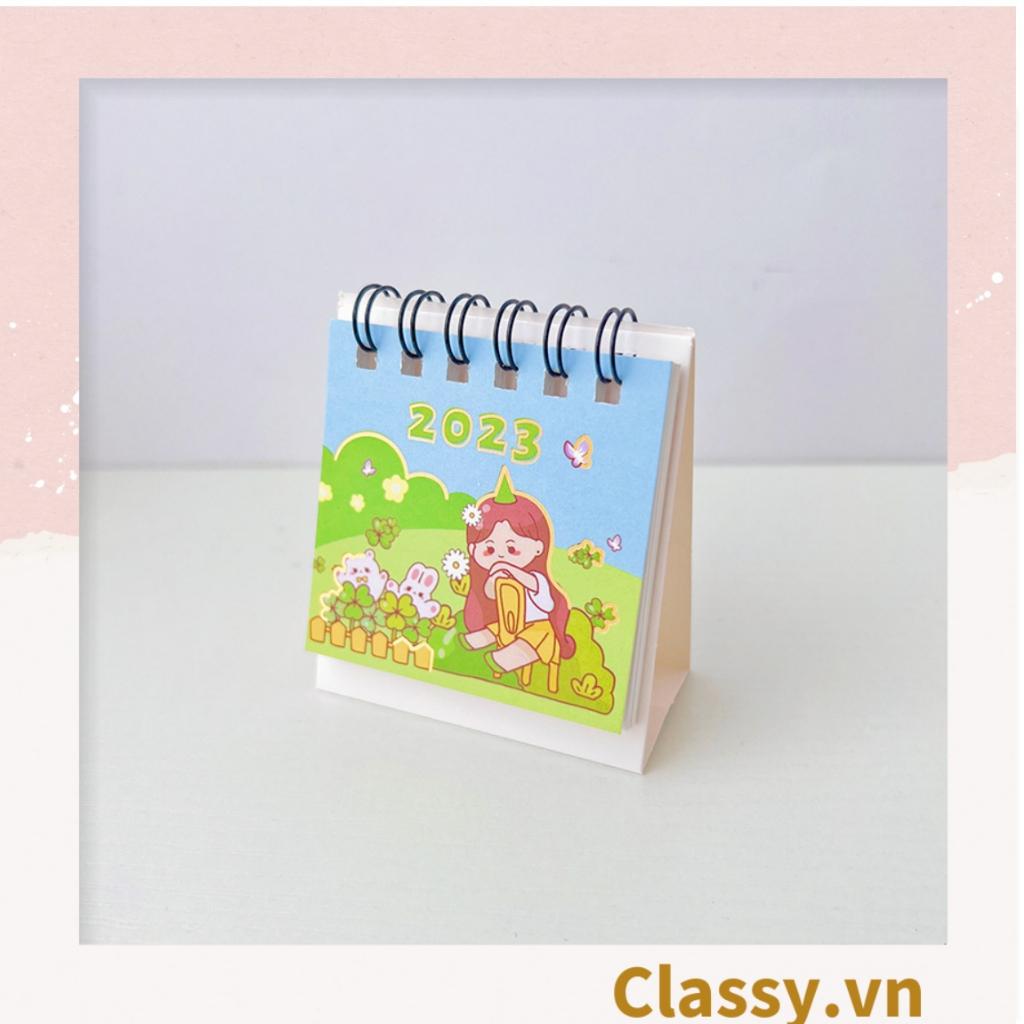 Lịch để bàn lò xo năm 2023 Classy kích thước 7 x 6.5 x 3.5 CM họa tiết ngẫu nhiên PK1415