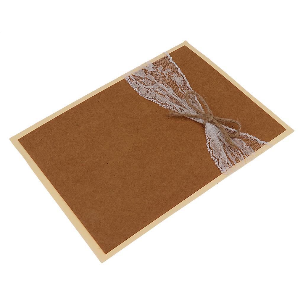 Lace Paper Wedding Invitation Cards Letters With Envelopes Pack Of 5pcs