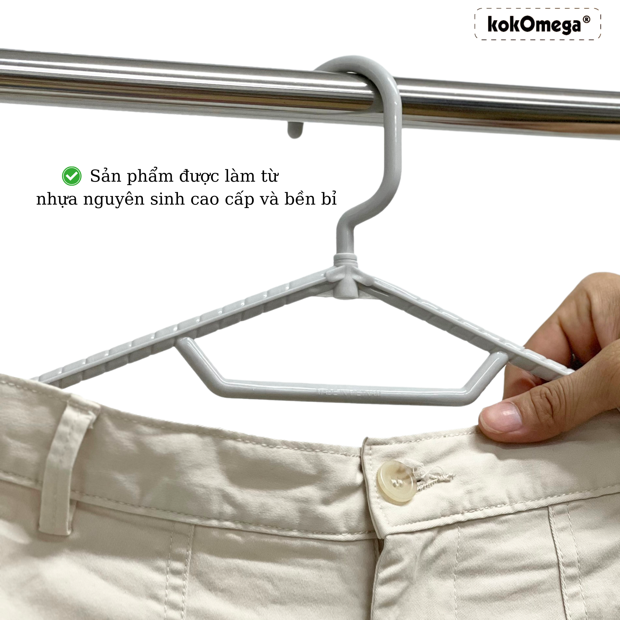 Móc Nhựa Phơi Quần Áo kokOmega Hàn Quốc, Chịu Nhiệt Tốt ( 1 Set/ 3 Cái / 4 Cái)