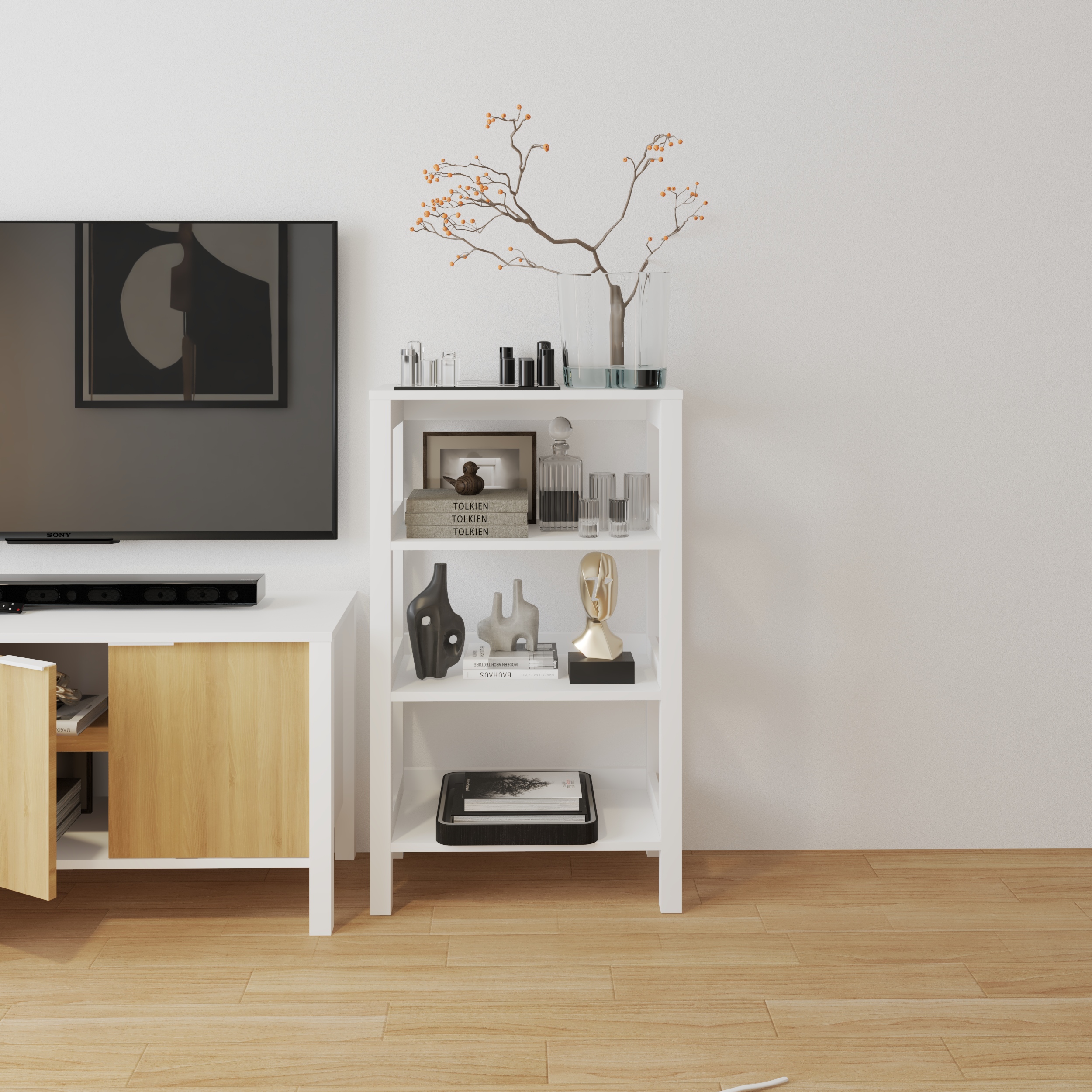 HAPPY FURNITURE , Kệ lưu trữ 3 tầng - MOKA, TLT_044 , 60cm x 32cm x 100cm DxRxC