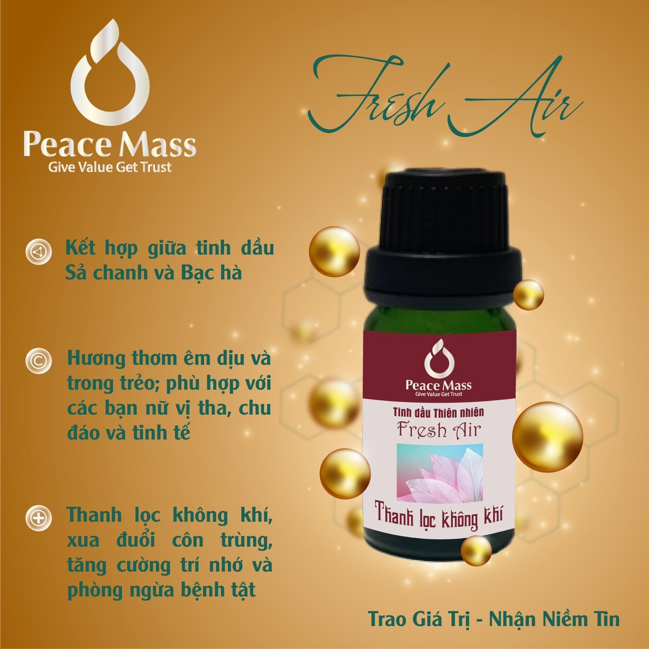 Tinh dầu Thanh lọc không khí Peace Mass dùng cho máy xông 10ml