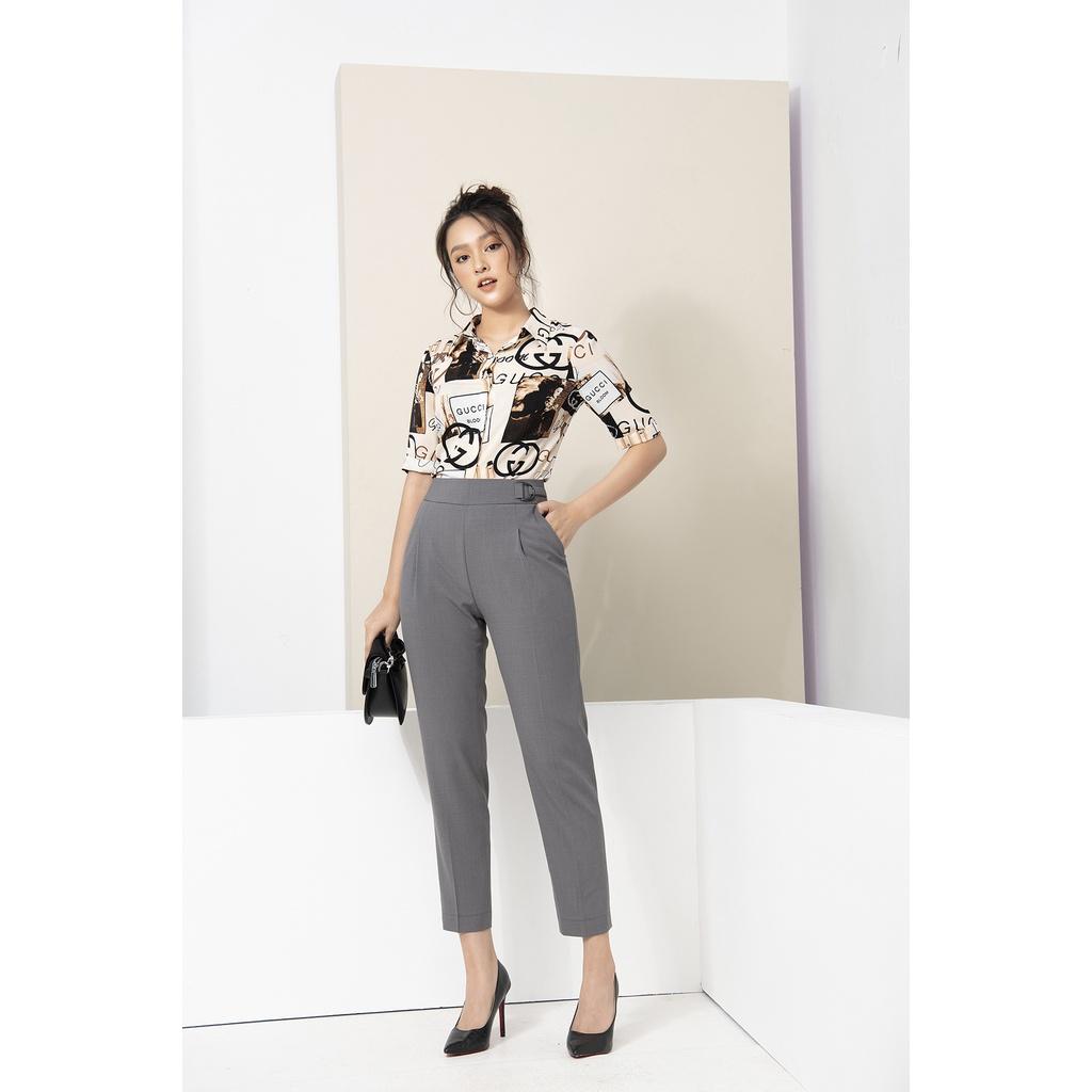 Quần Tây Nữ Công Sở LUPERI LFQD299 Dáng Baggy Lưng Cao Khóa Sườn Chất Đũi Cao Cấp Không Nhăn Không Bài Xù