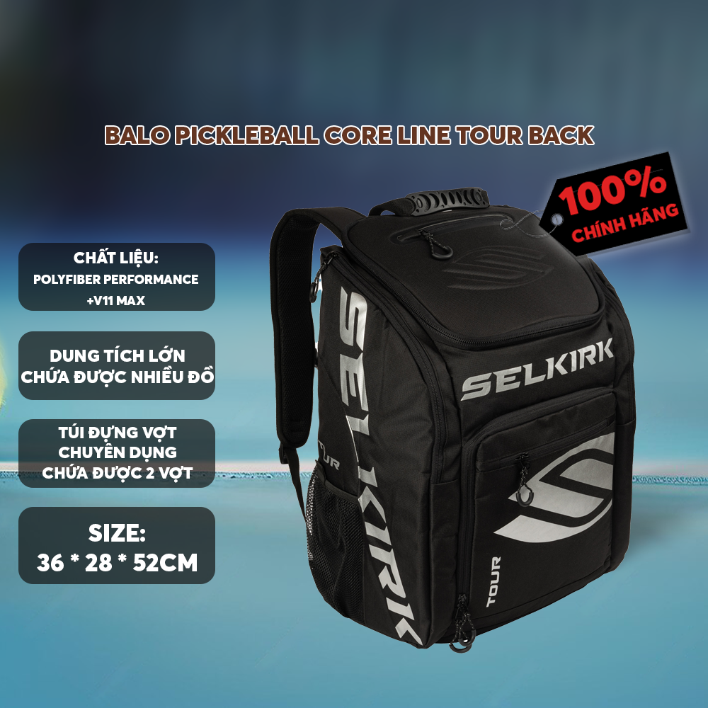 Balo Pickleball Core Line Tour Back Cao Cấp - Hồng - Dung Tích Lớn - Nhiều Ngăn Chứa Có Túi Vợt Riêng - Chống Nước