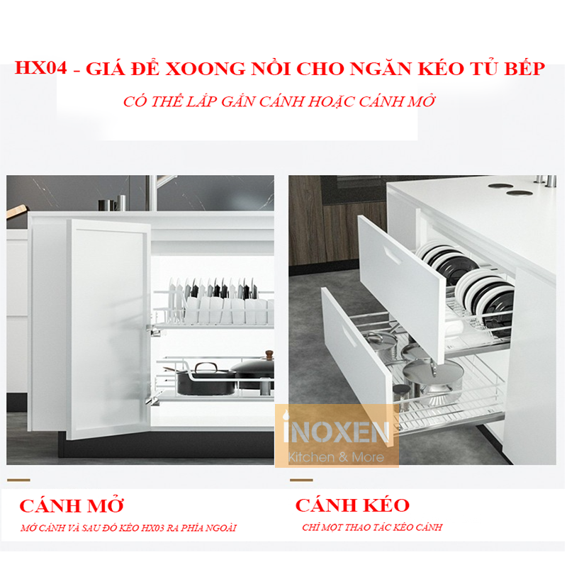 Kệ để nồi chảo gầm tủ bếp BT30480 INOXEN