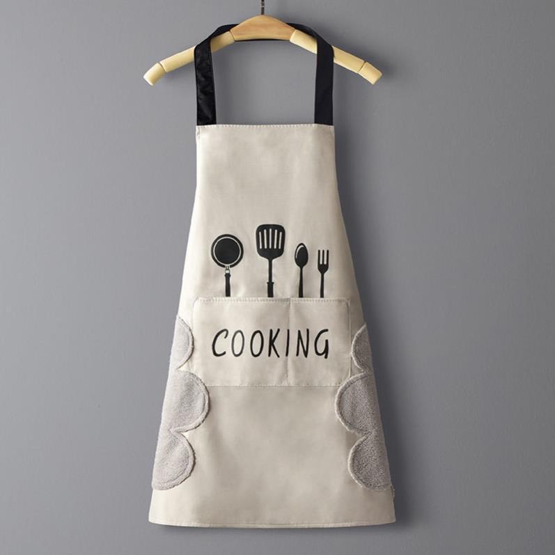 Tạp dề Cooking cao cấp vải Oxford chống thấm nước, chống bám bẩn, thời trang, có ngăn đựng môi muỗng phía trước