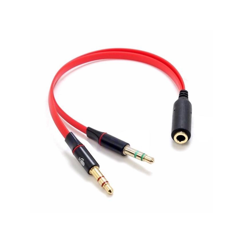 Dây Audio chuyển tai nghe 3.5mm đầu cái sang 2 đầu Mic và Tai nghe đầu đực