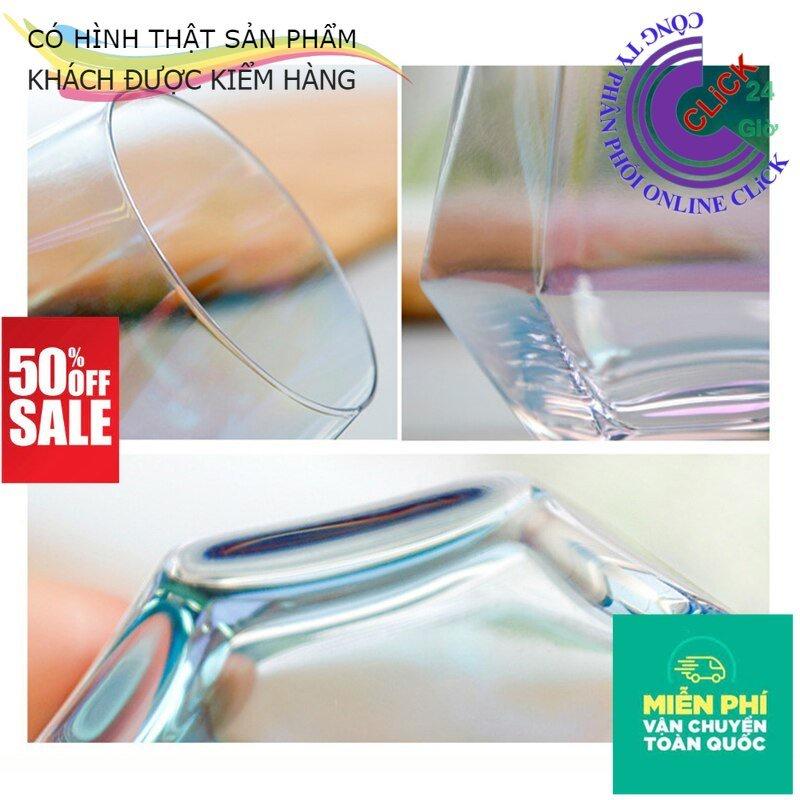 Bộ 6 Cốc Thủy Tinh Lục Giác Đáy Siêu Dầy Cường Lực, Trong Suốt, Lấp Lánh - Hàng Cao Cấp Sang Trọng