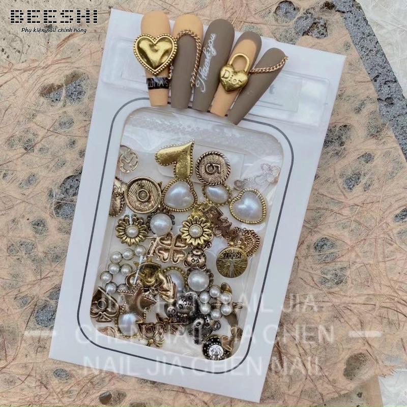 Set charm nail mạ đồng phong cách cổ điển- beeshi shop nail